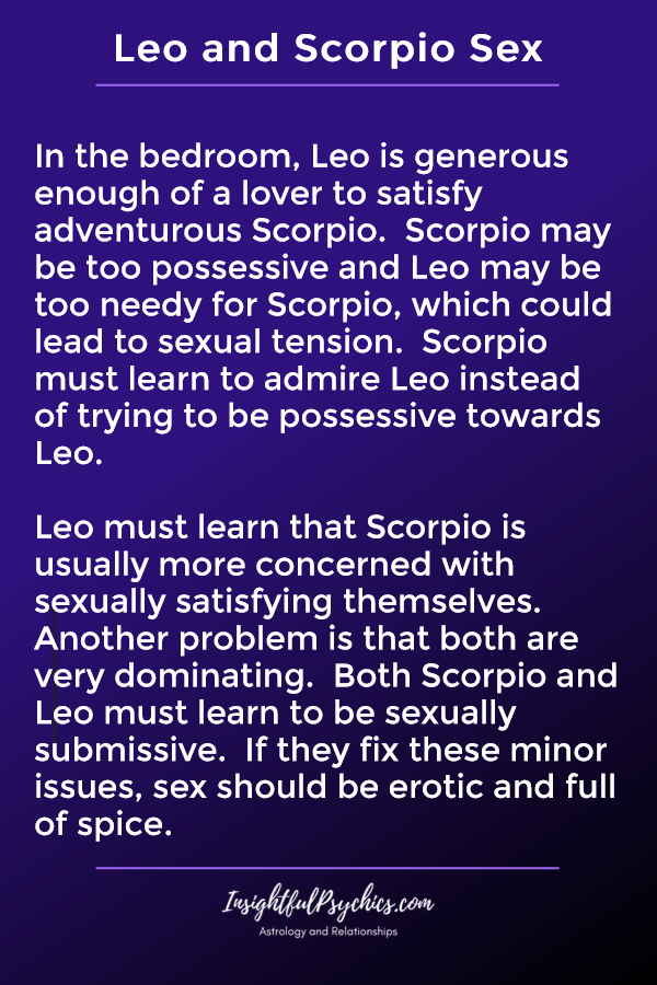 leo og skorpion er seksuelt kompatible