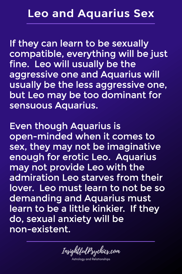 Keserasian Aquarius dan Leo - Air + Api