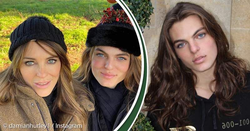 Elizabeth Hurley ir jos 17 metų sūnaus kalėdinė asmenukė rodo jų identišką išvaizdą